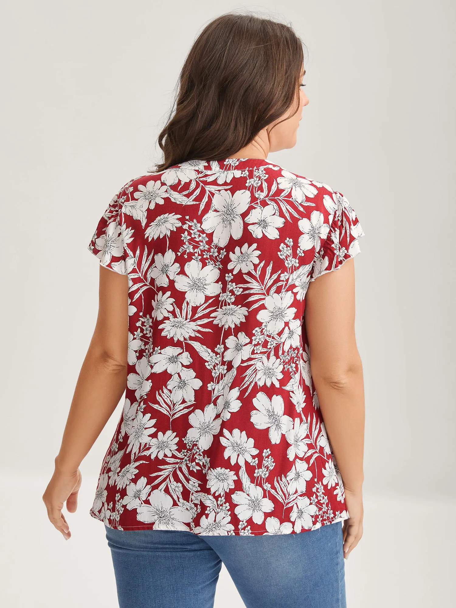 Silhouette Floral Toothpick Pleat Blouse sold by Bloomchic product image thumbnail 3