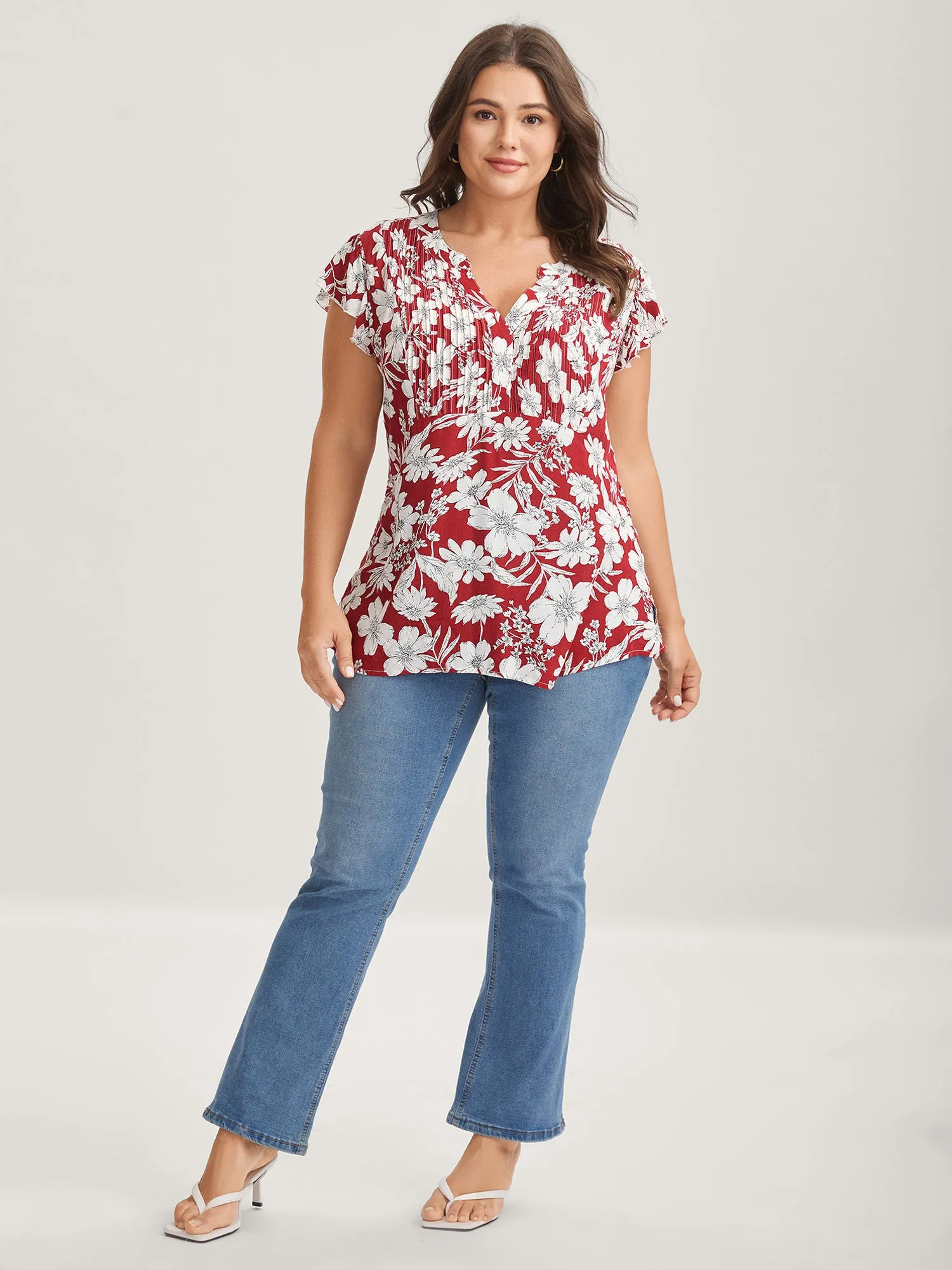 Silhouette Floral Toothpick Pleat Blouse sold by Bloomchic product image thumbnail 4
