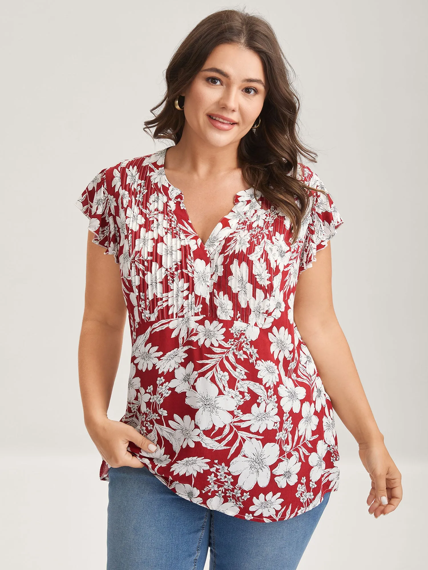 Silhouette Floral Toothpick Pleat Blouse sold by Bloomchic product image thumbnail 2