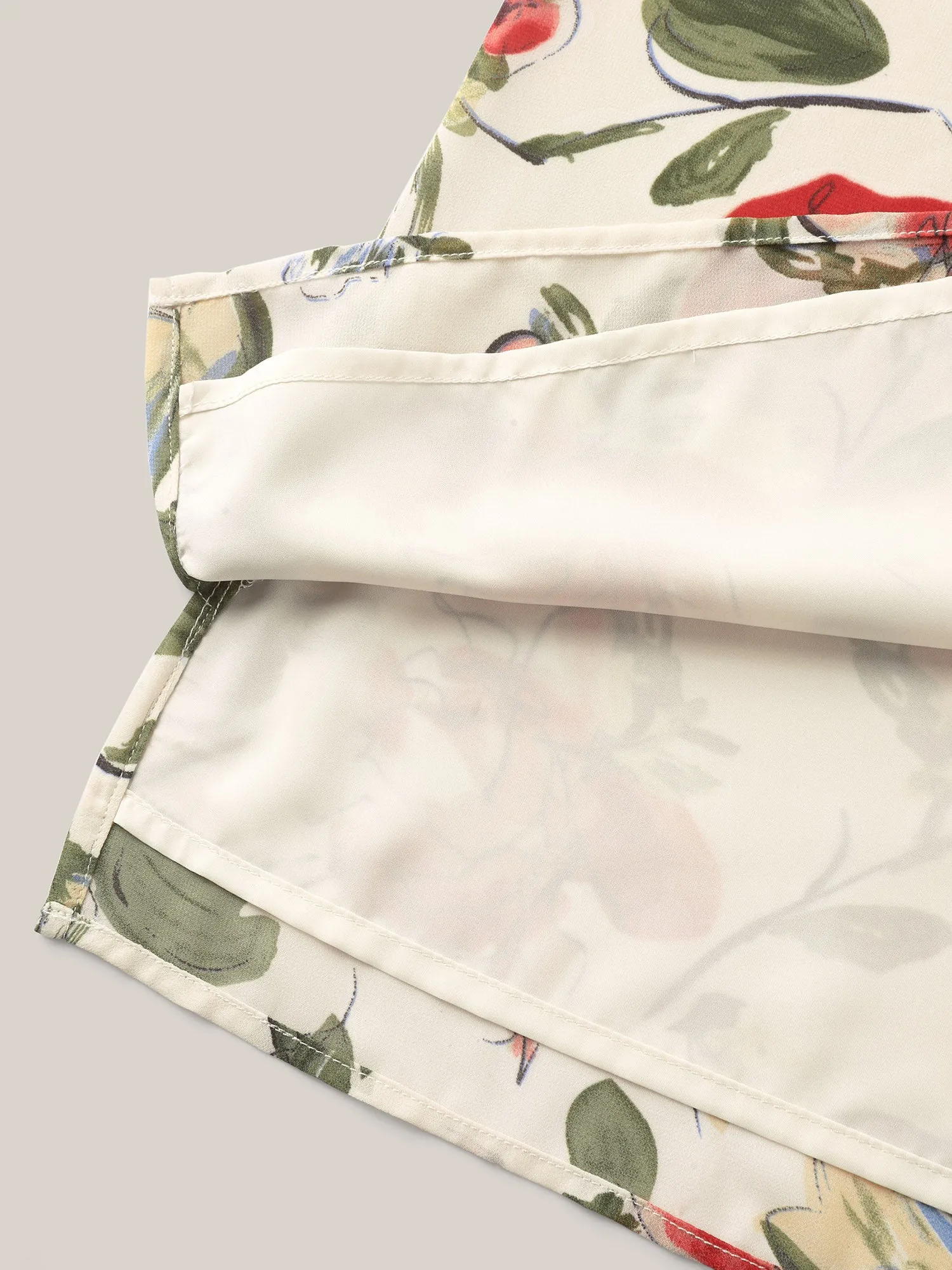 Rosy Print Sheer Notched Collar Blouse sold by Bloomchic product image thumbnail 5