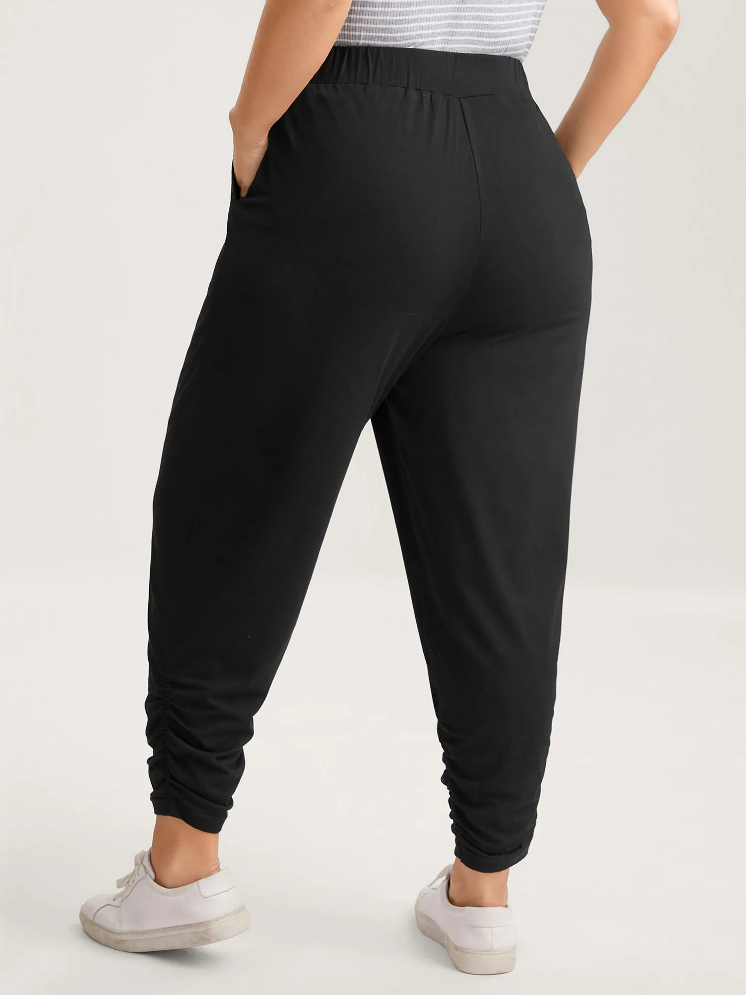 Stretchy Straight-Leg Gathered Hem Pants sold by Bloomchic product image thumbnail 5