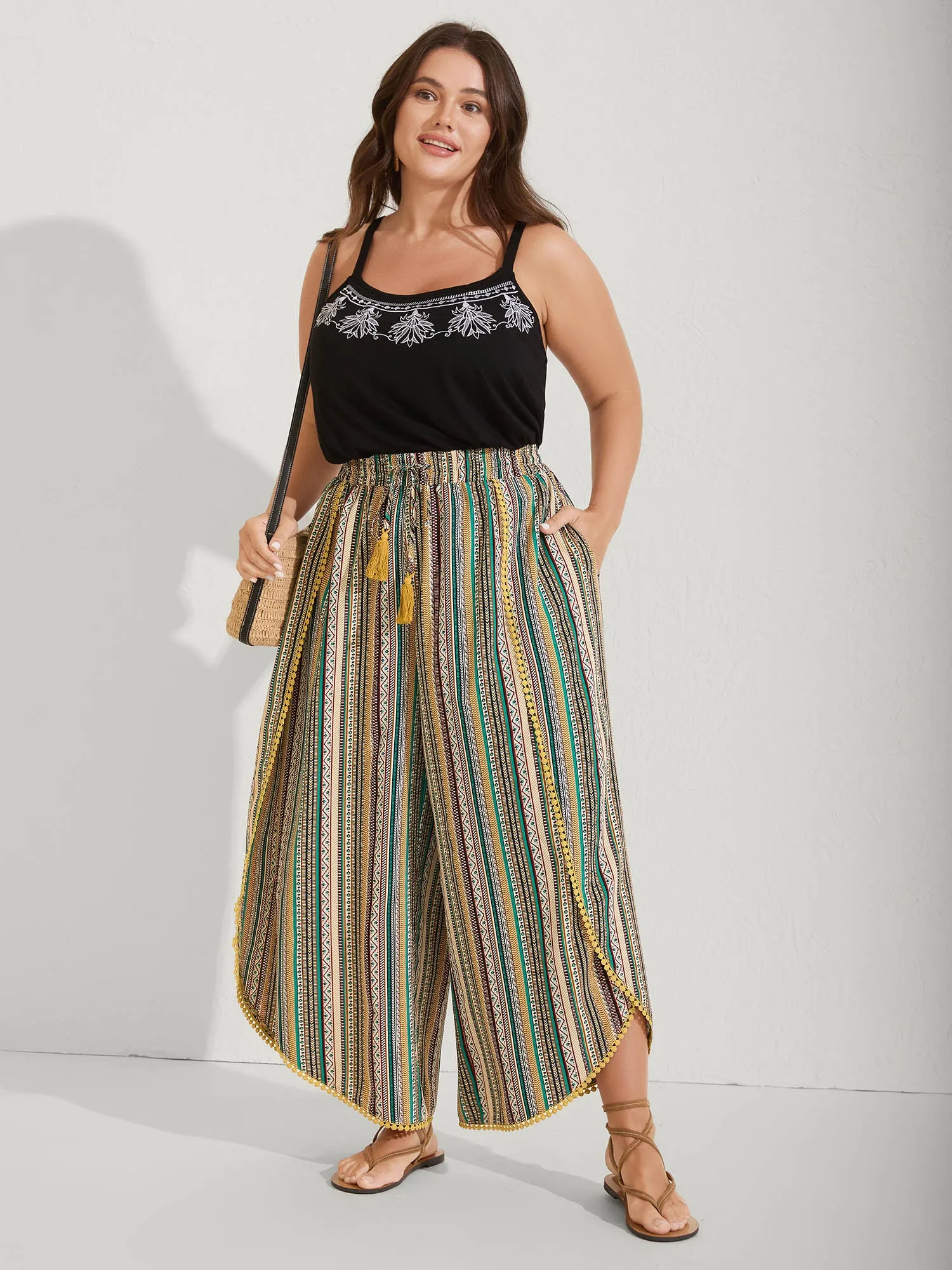 Split Asymmetrical Hem Boho Pants sold by Bloomchic product image thumbnail 3