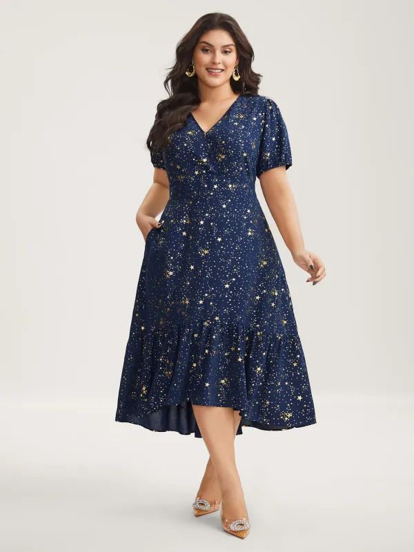 Starry Sequins Ruffled Hem Midi Dress sold by Bloomchic