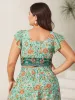 Breezy Floral Print Ruffled Swim Top sold by Bloomchic