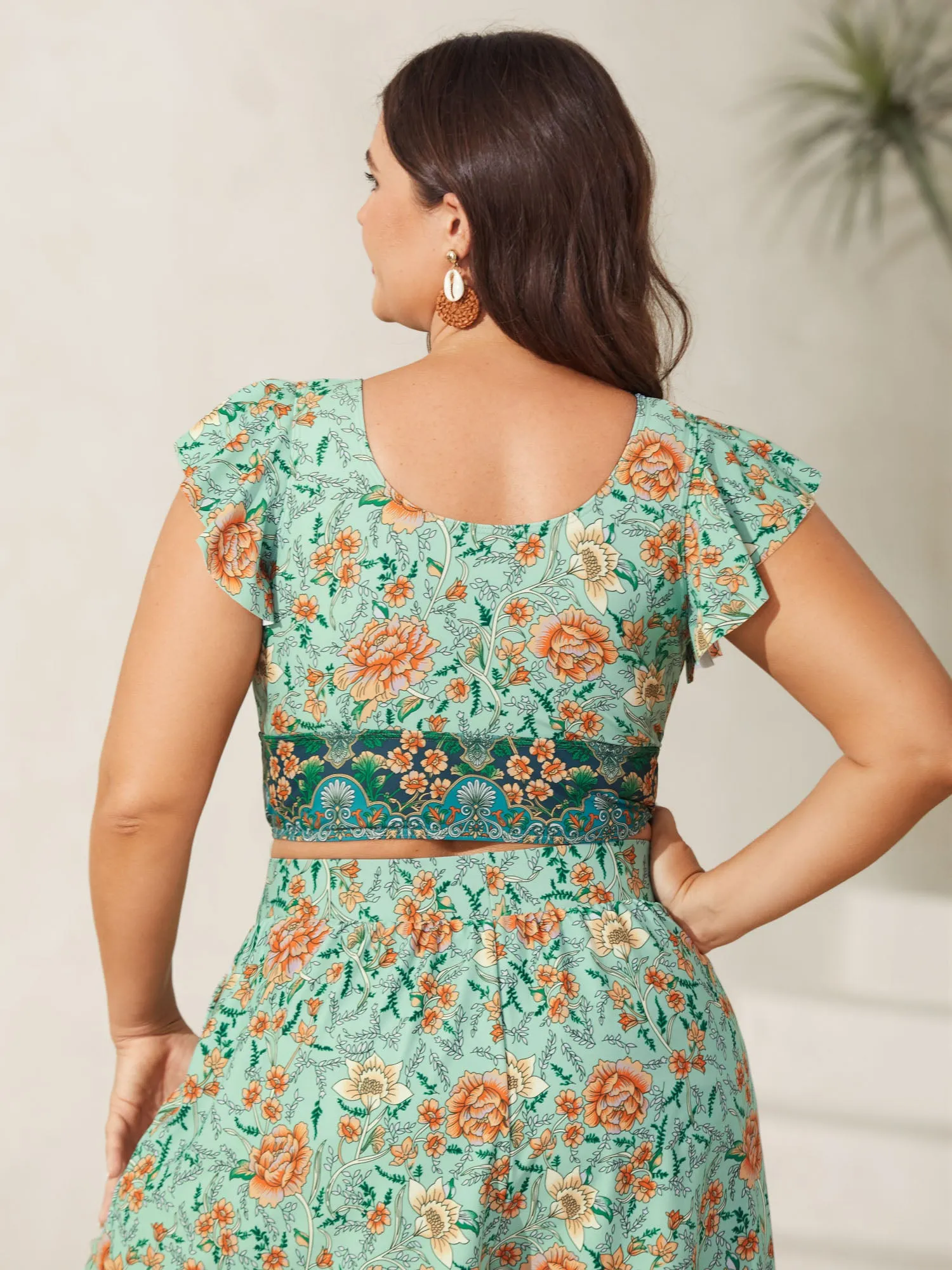 Breezy Floral Print Ruffled Swim Top sold by Bloomchic product image thumbnail 4