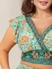 Breezy Floral Print Ruffled Swim Top sold by Bloomchic