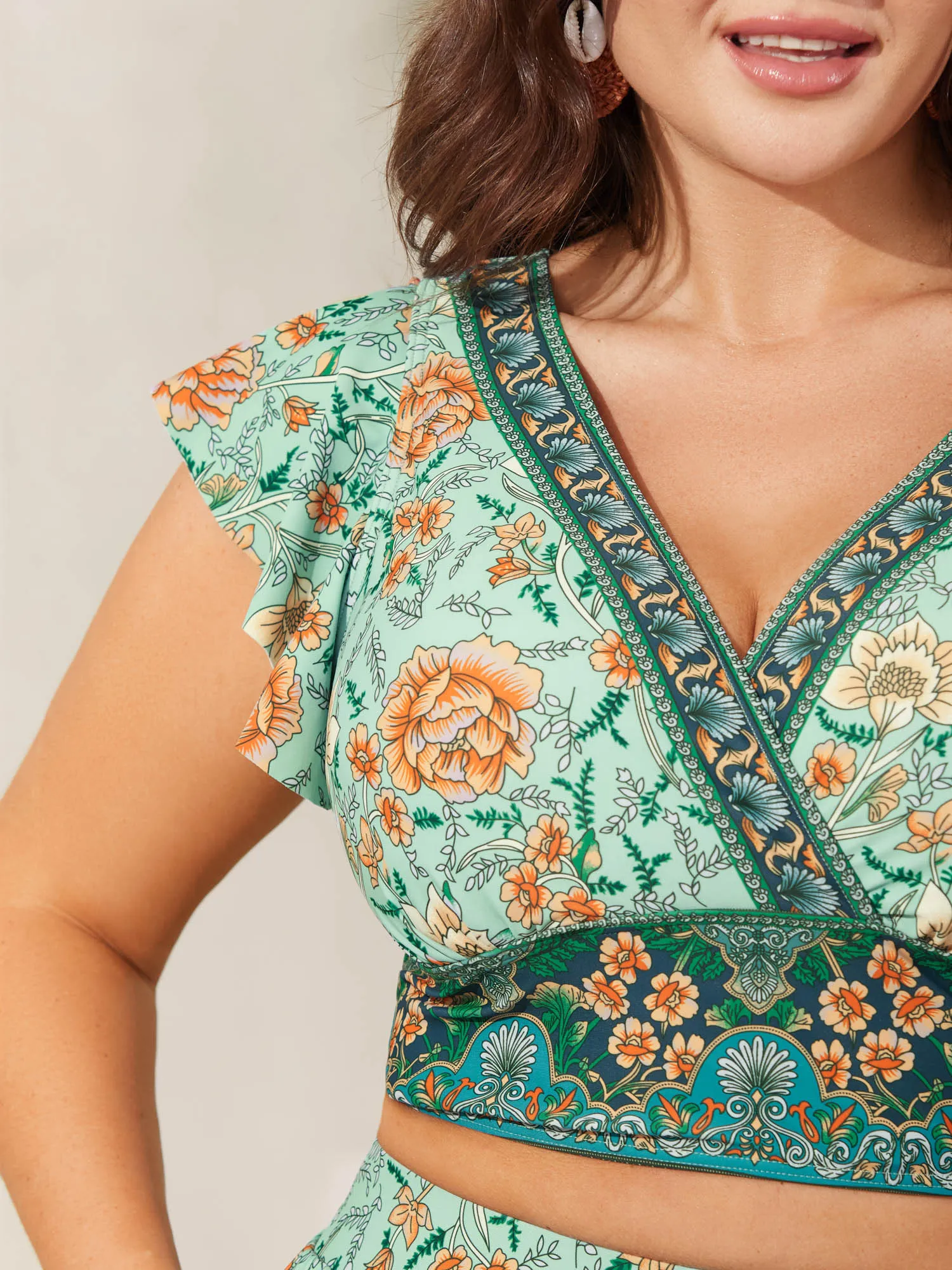 Breezy Floral Print Ruffled Swim Top sold by Bloomchic product image thumbnail 2