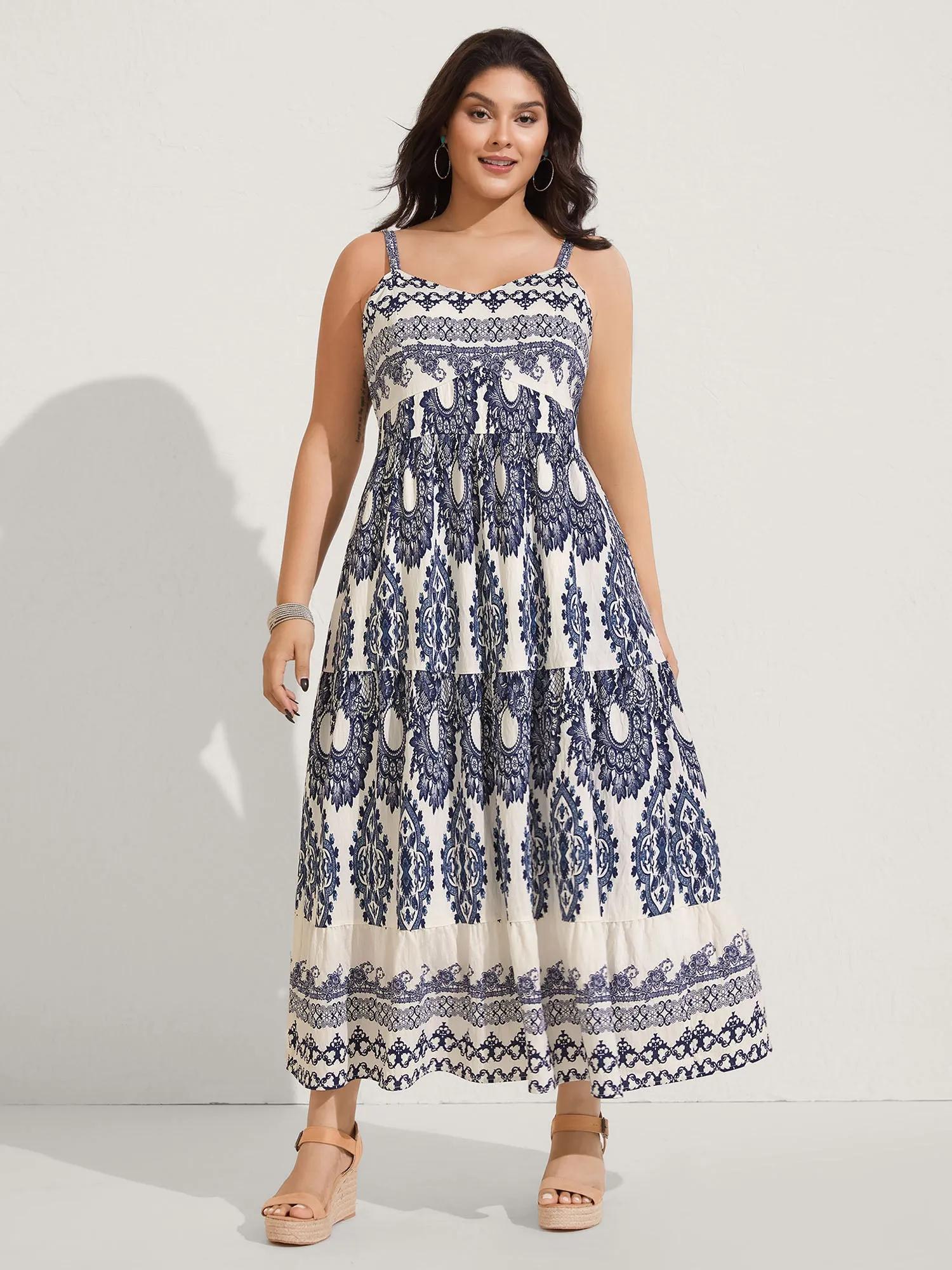 Boho Print Shirred Cami Midi Dress sold by Bloomchic product image thumbnail 3