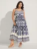 Boho Print Shirred Cami Midi Dress sold by Bloomchic