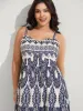 Boho Print Shirred Cami Midi Dress sold by Bloomchic