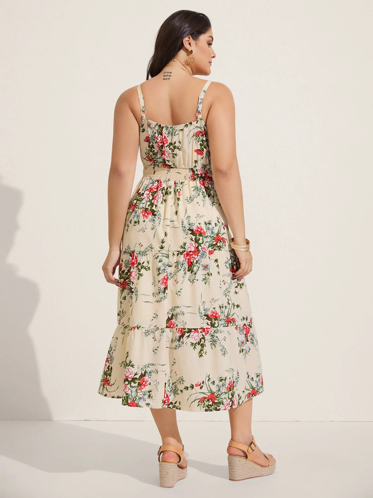 Floral Pleated Waist Pockets Midi Dress sold by Bloomchic product image thumbnail 4