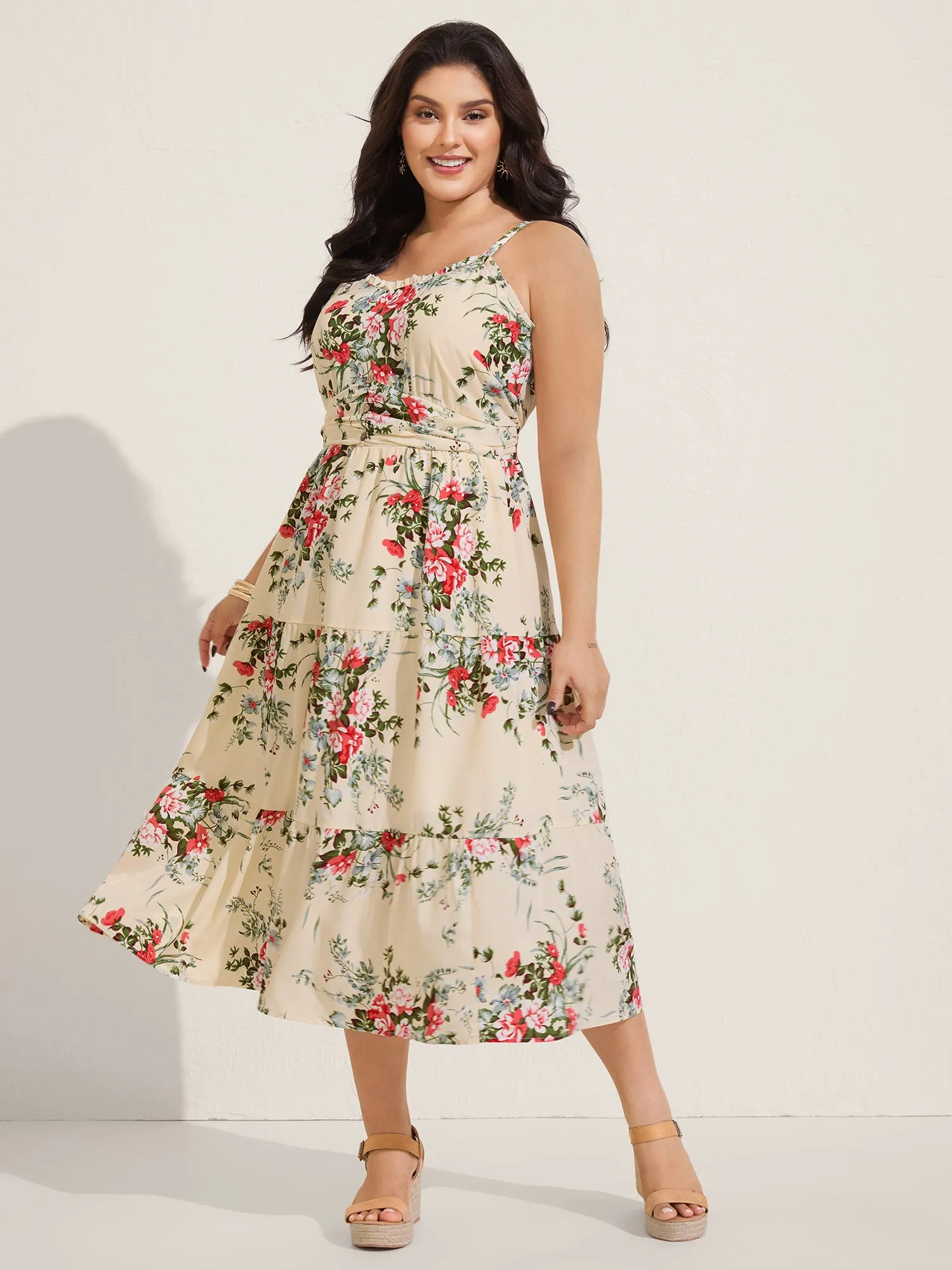 Floral Pleated Waist Pockets Midi Dress sold by Bloomchic product image thumbnail 3