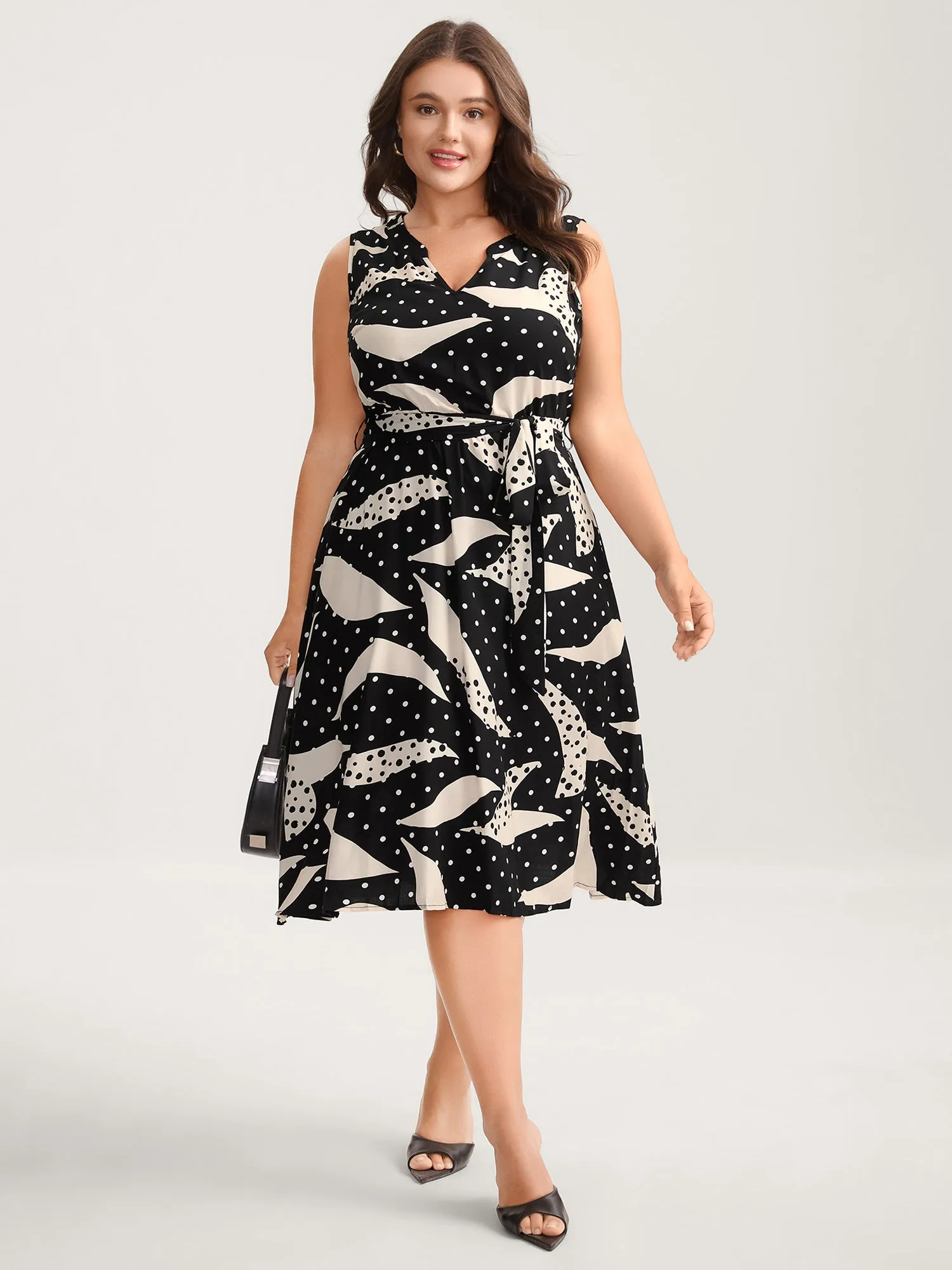 Geometric Print Pleated Midi Dress sold by Bloomchic