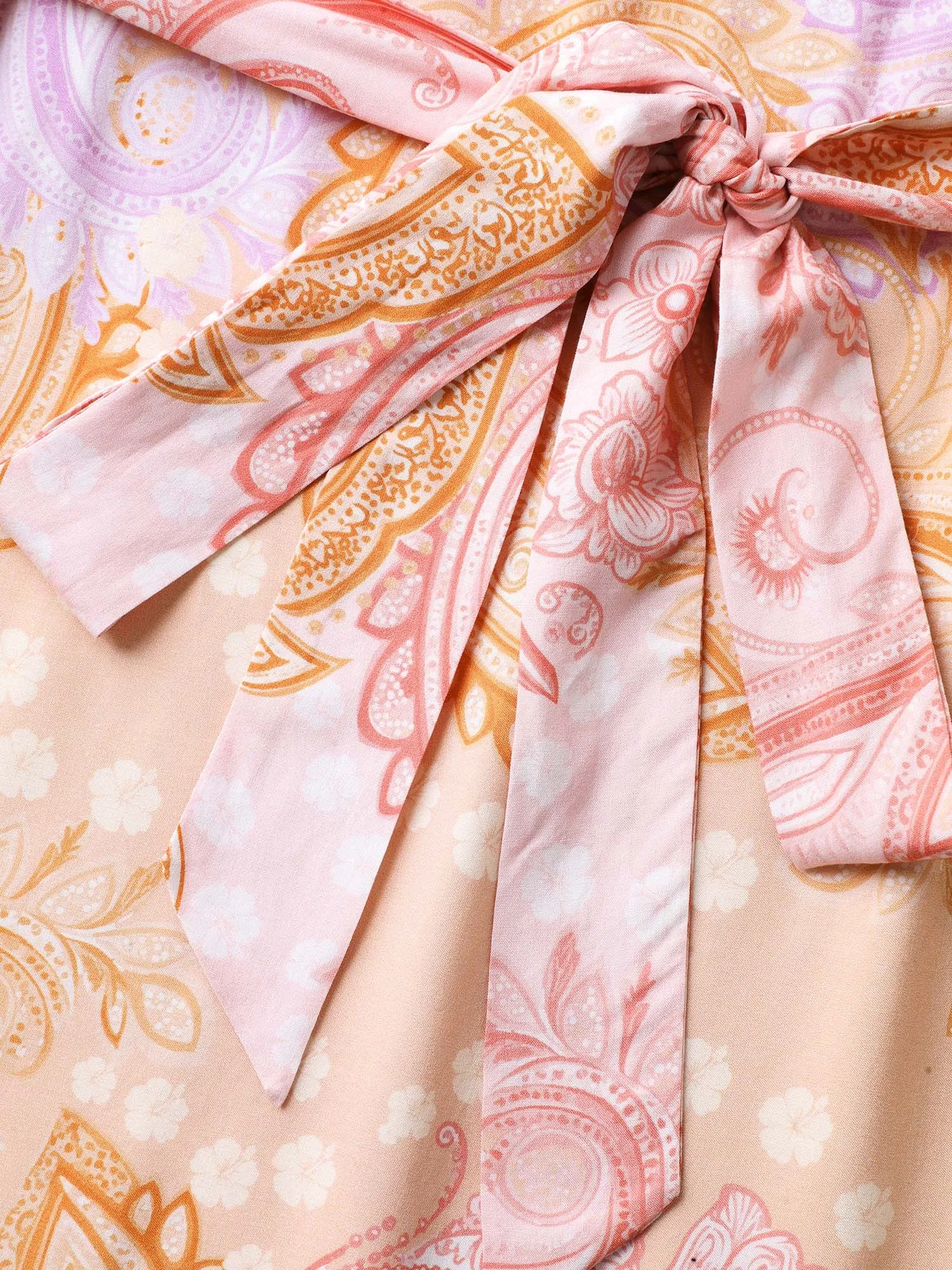 Paisley Print Belted Color Contrast Midi Dress sold by Bloomchic product image thumbnail 5