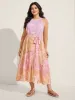Paisley Print Belted Color Contrast Midi Dress sold by Bloomchic