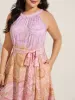 Paisley Print Belted Color Contrast Midi Dress sold by Bloomchic