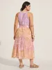 Paisley Print Belted Color Contrast Midi Dress sold by Bloomchic