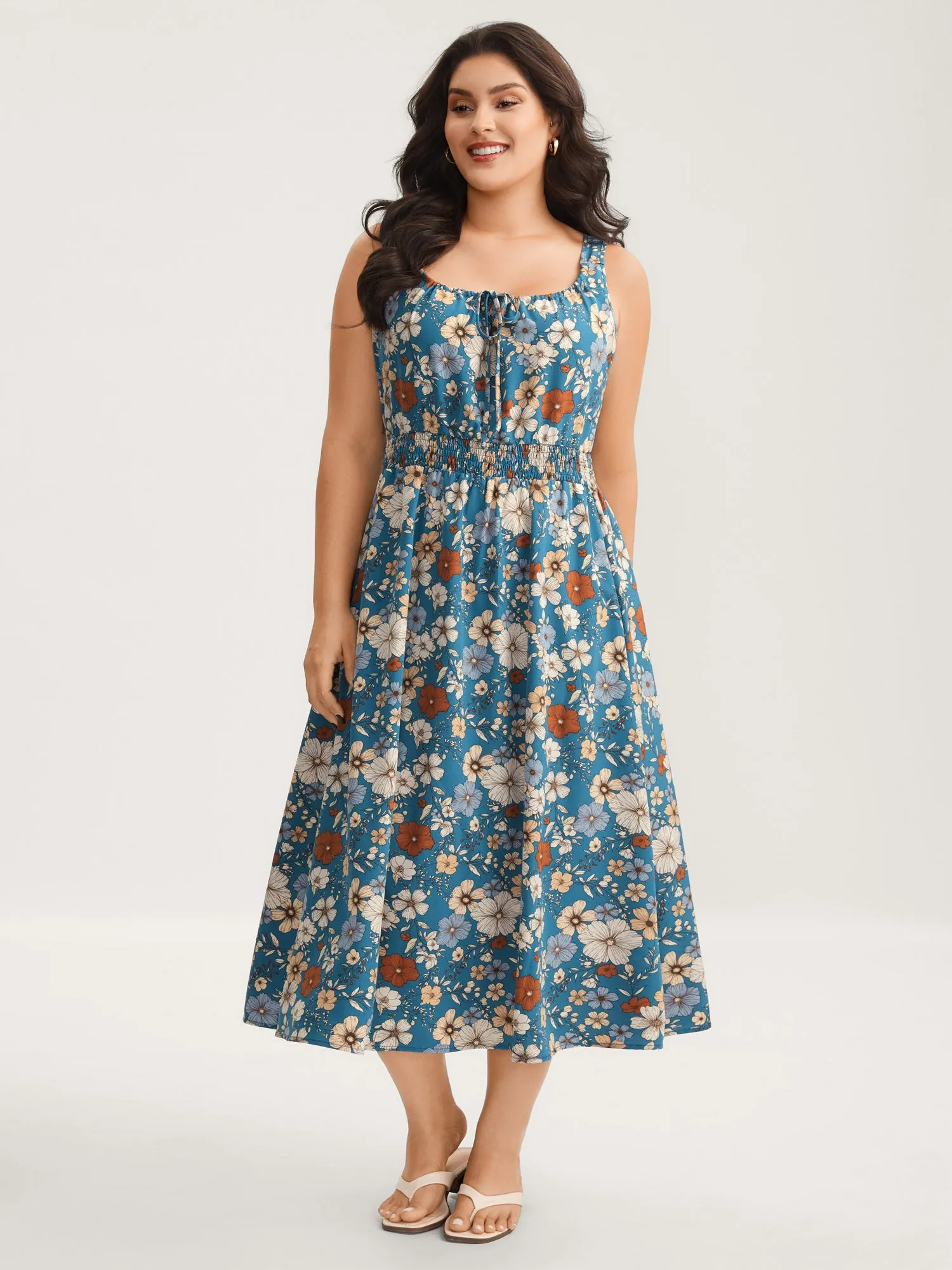 Floral Print Shirred Waist Midi Dress sold by Bloomchic product image thumbnail 3