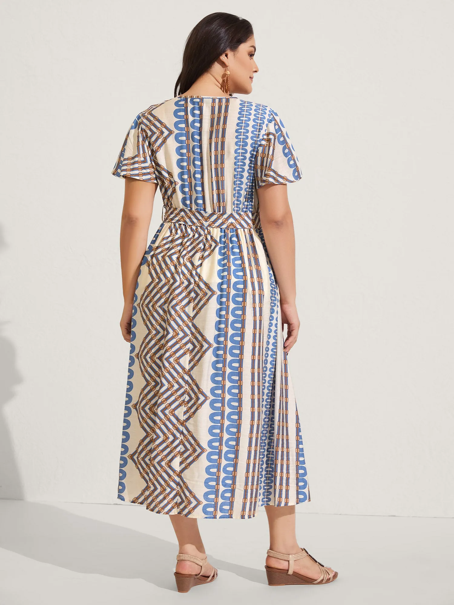 Stripe Geometric Print Slit Maxi Dress sold by Bloomchic product image thumbnail 4