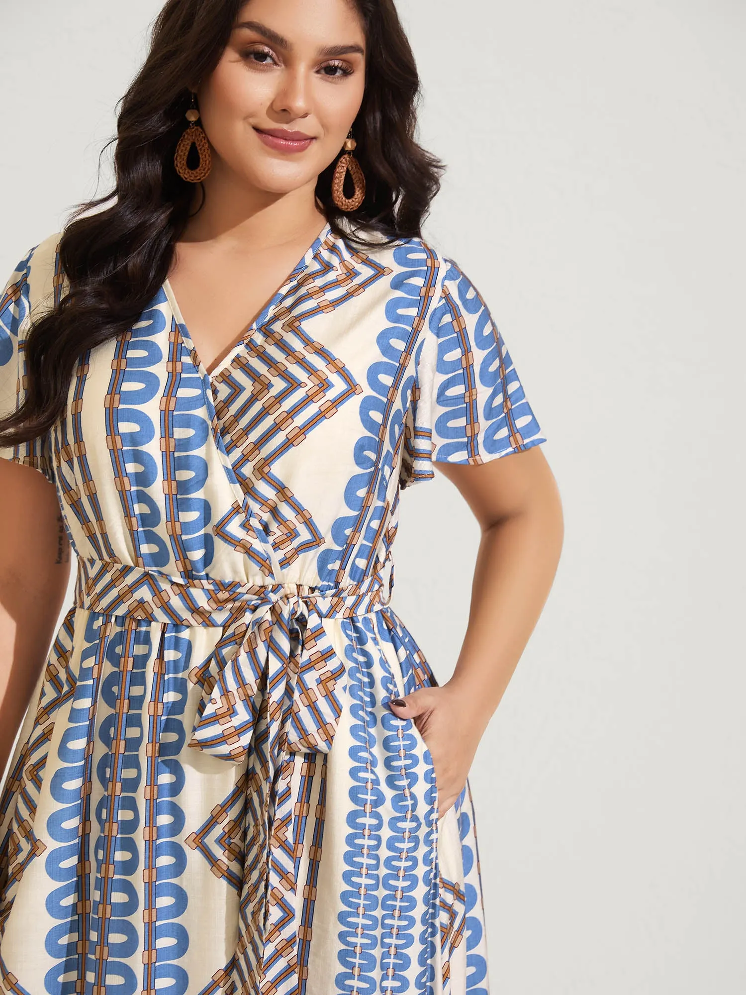 Stripe Geometric Print Slit Maxi Dress sold by Bloomchic product image thumbnail 2