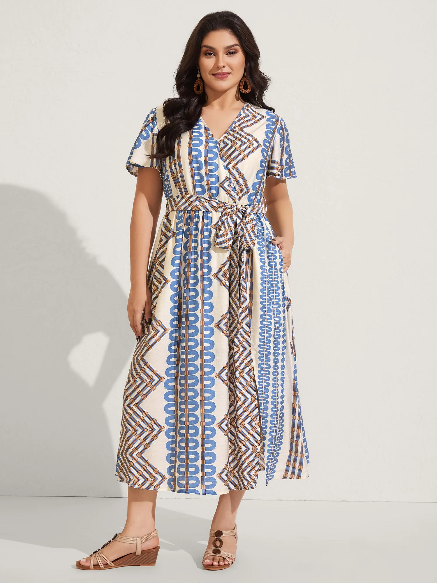 Stripe Geometric Print Slit Maxi Dress sold by Bloomchic product image thumbnail 3