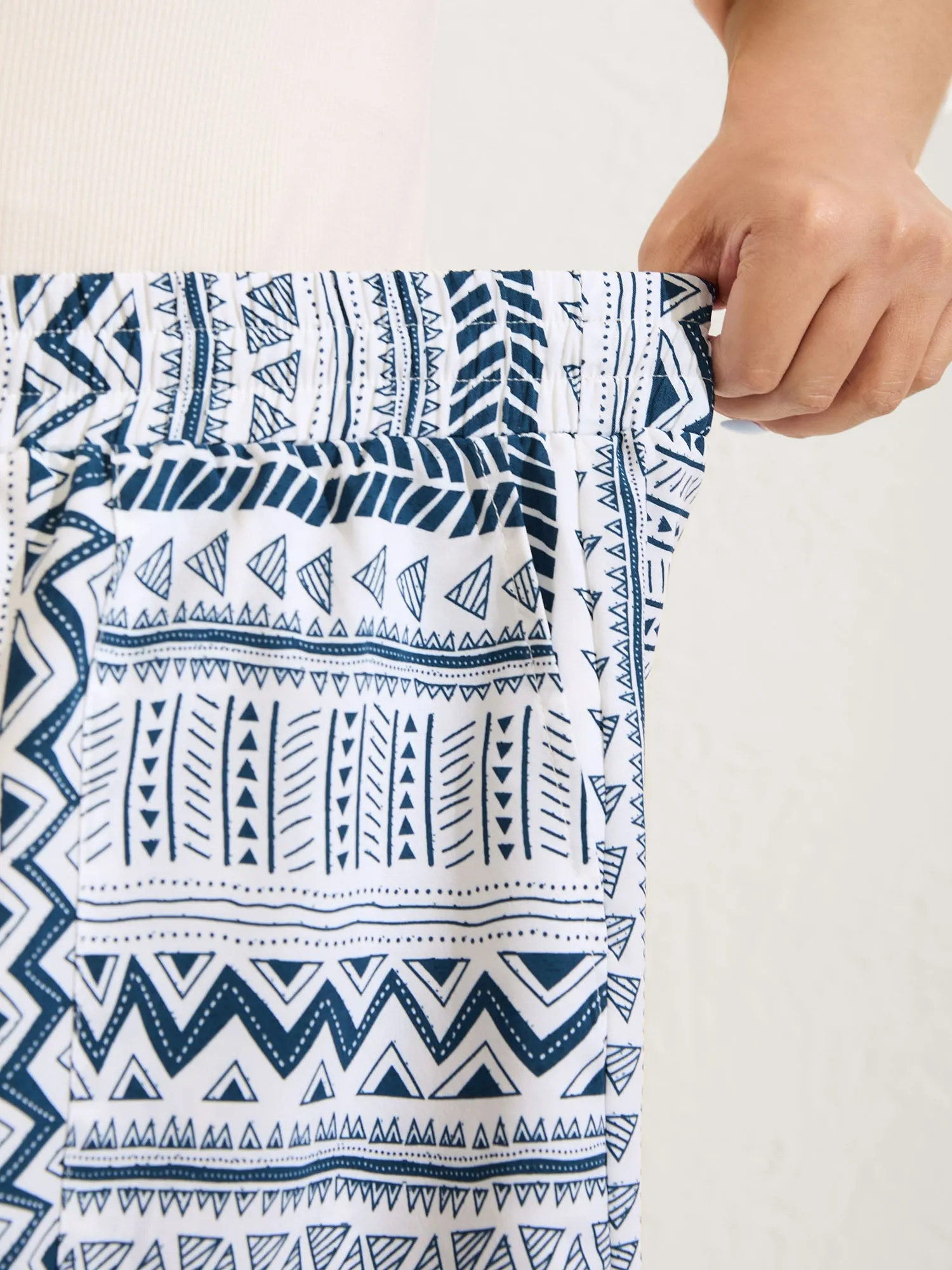 Boho Stripe Drawstring Straight-Leg Shorts sold by Bloomchic product image thumbnail 4