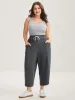 Rolled Hem Drawstring Straight-Leg Pants sold by Bloomchic