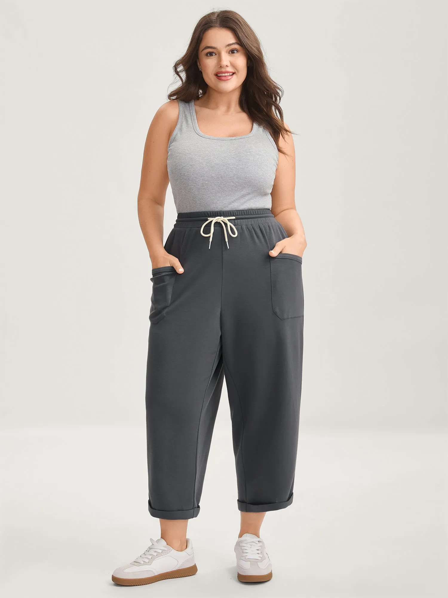Rolled Hem Drawstring Straight-Leg Pants sold by Bloomchic product image thumbnail 2