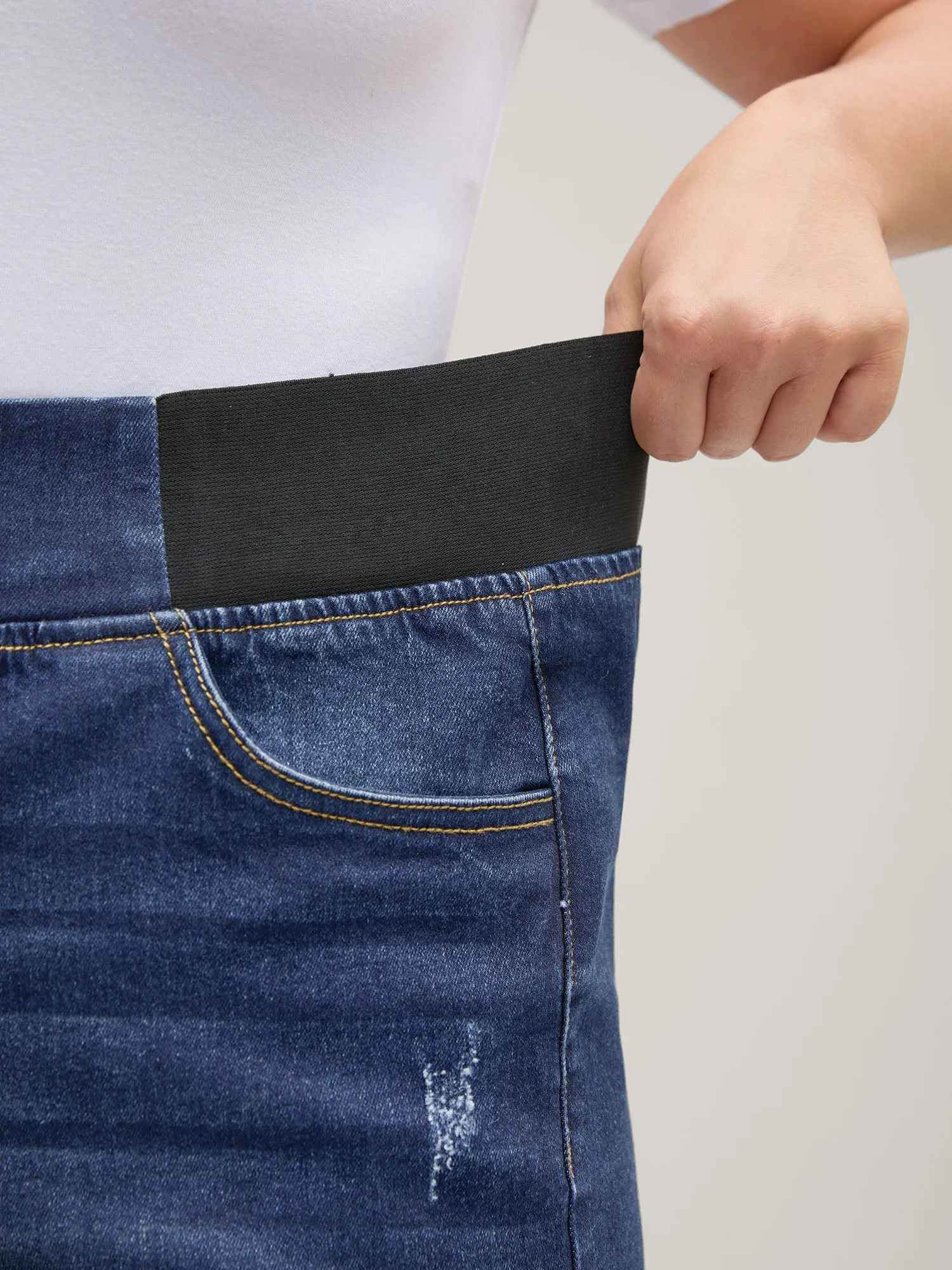 Pull-On Stretchy Waist Denim Shorts sold by Bloomchic product image thumbnail 2