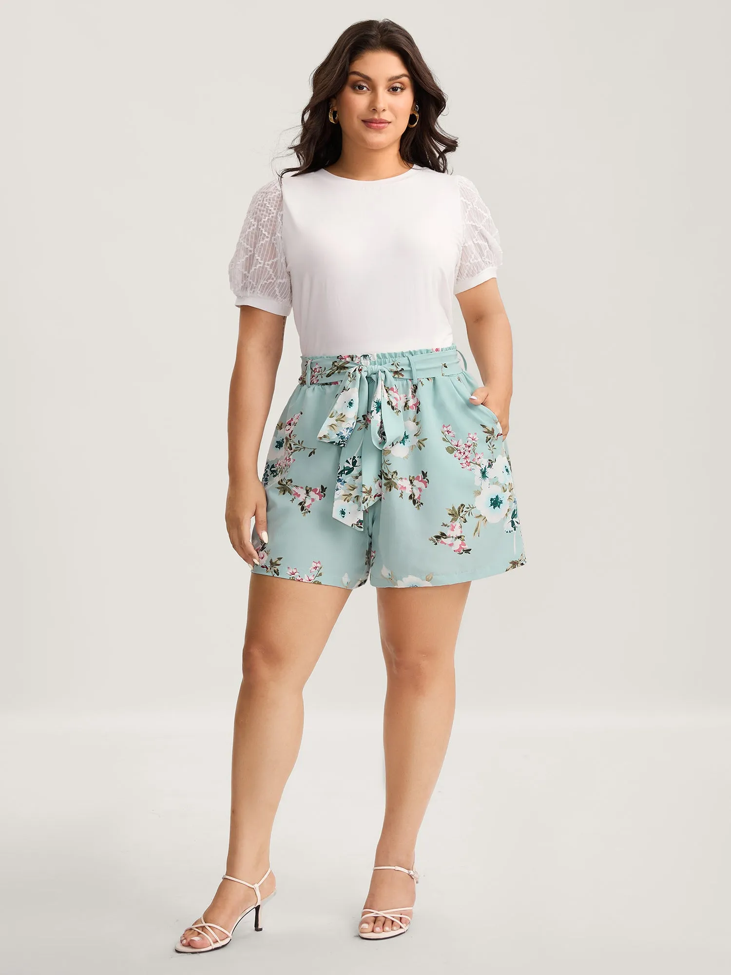 Fresh Floral Print Belted Shorts sold by Bloomchic product image thumbnail 3