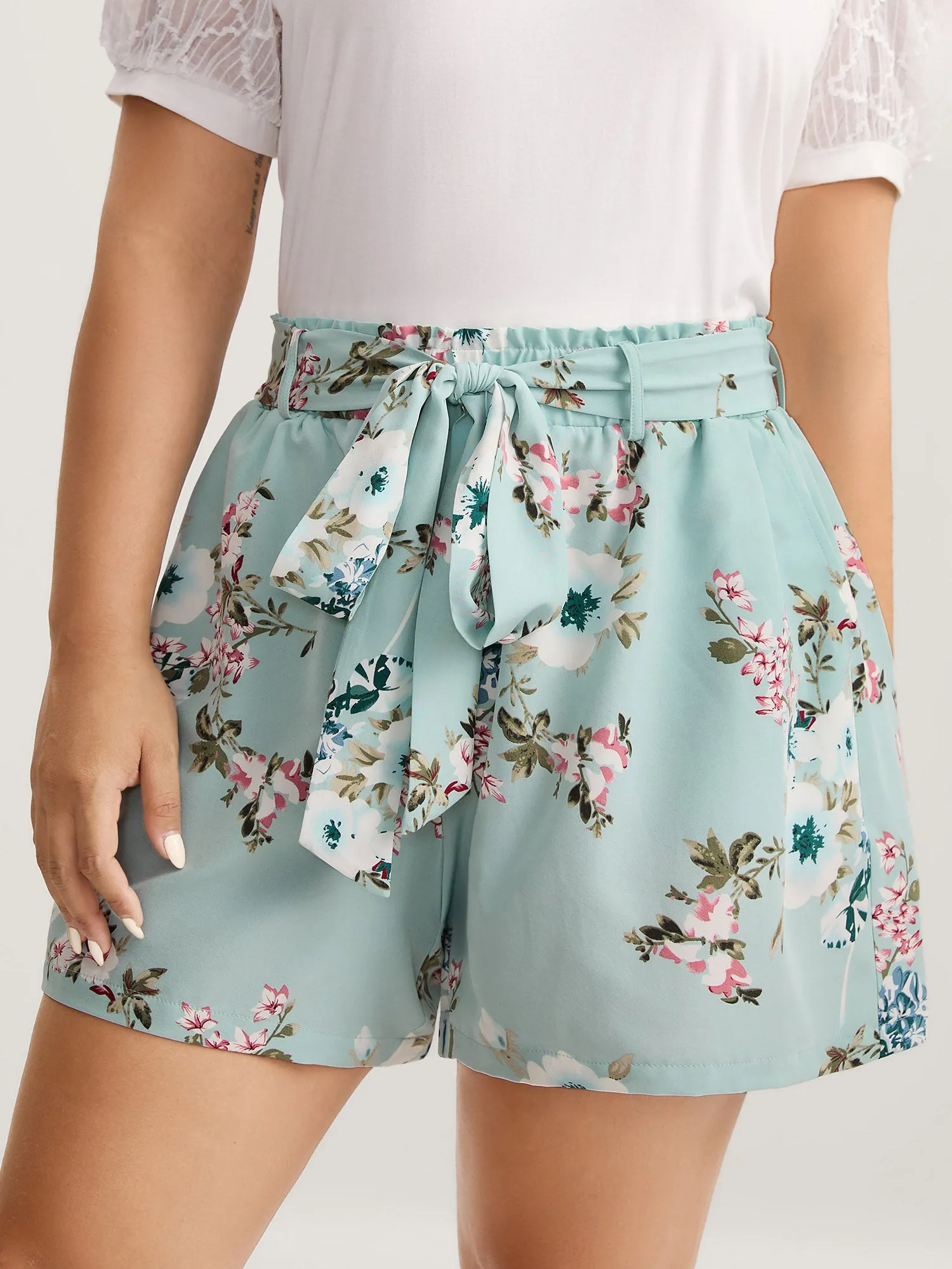 Fresh Floral Print Belted Shorts sold by Bloomchic