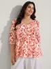 Sunkissed Florals Ruffled Trim Blouse sold by Bloomchic