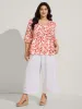 Sunkissed Florals Ruffled Trim Blouse sold by Bloomchic