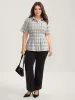 Cotton Plaid Sculpted Button Placket Blouse sold by Bloomchic