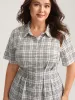 Cotton Plaid Sculpted Button Placket Blouse sold by Bloomchic