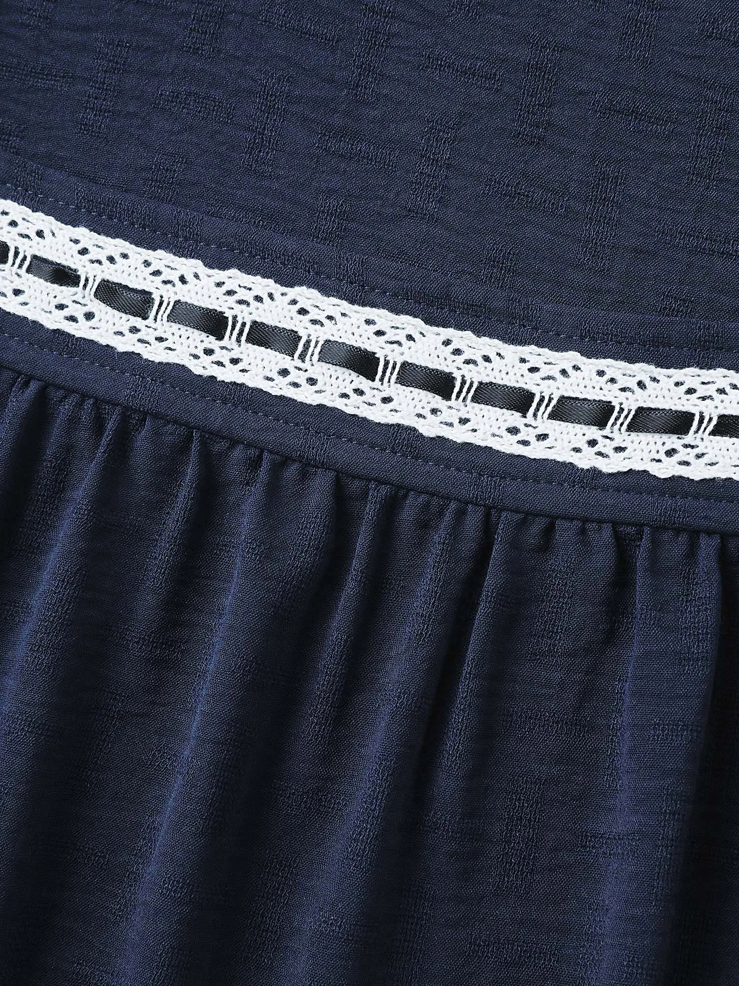 Square Neck Lace Pleated Blouse sold by Bloomchic product image thumbnail 5