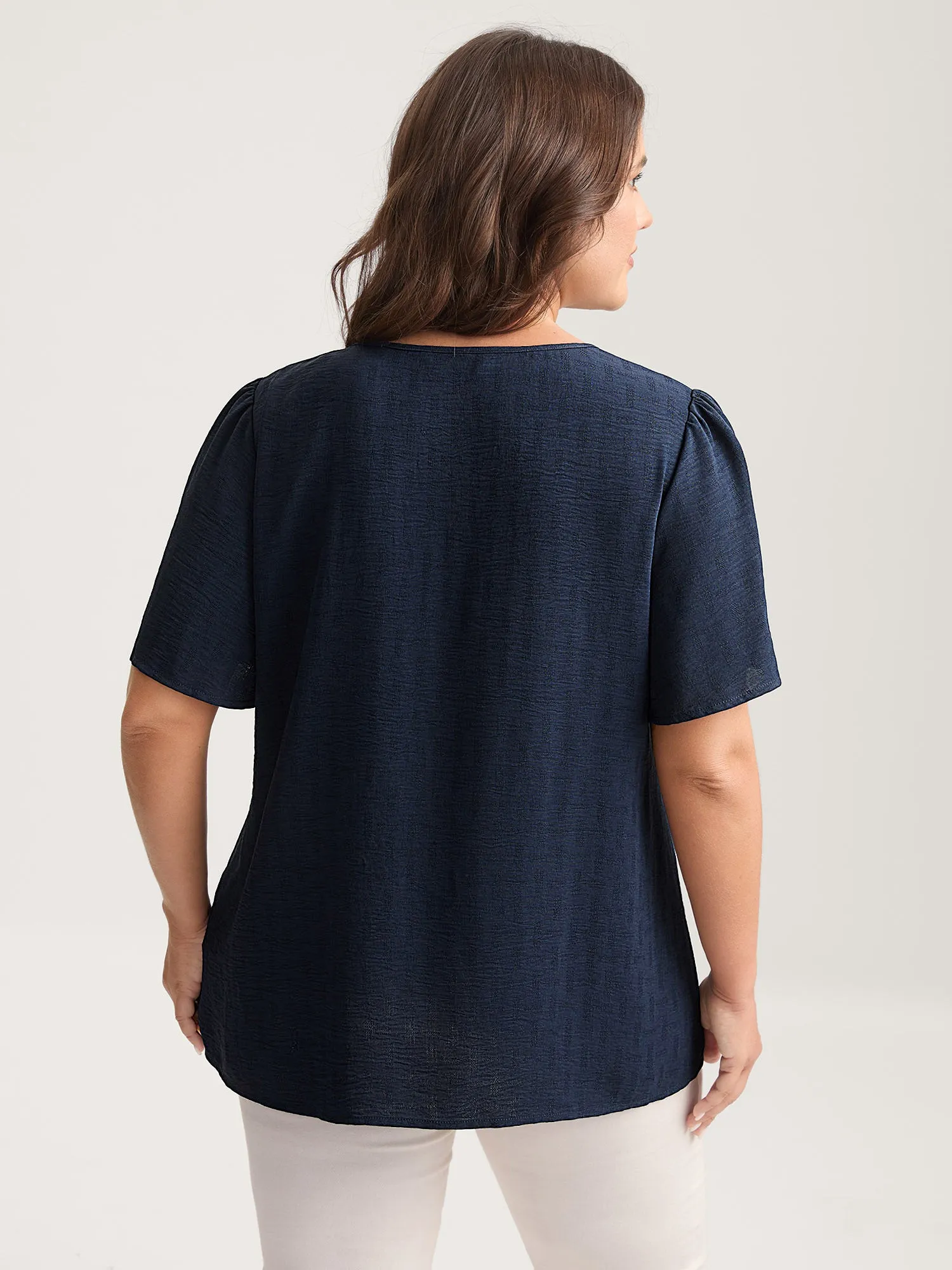 Square Neck Lace Pleated Blouse sold by Bloomchic product image thumbnail 4