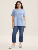 Embroidered Lace Spliced Solid T-Shirt sold by Bloomchic