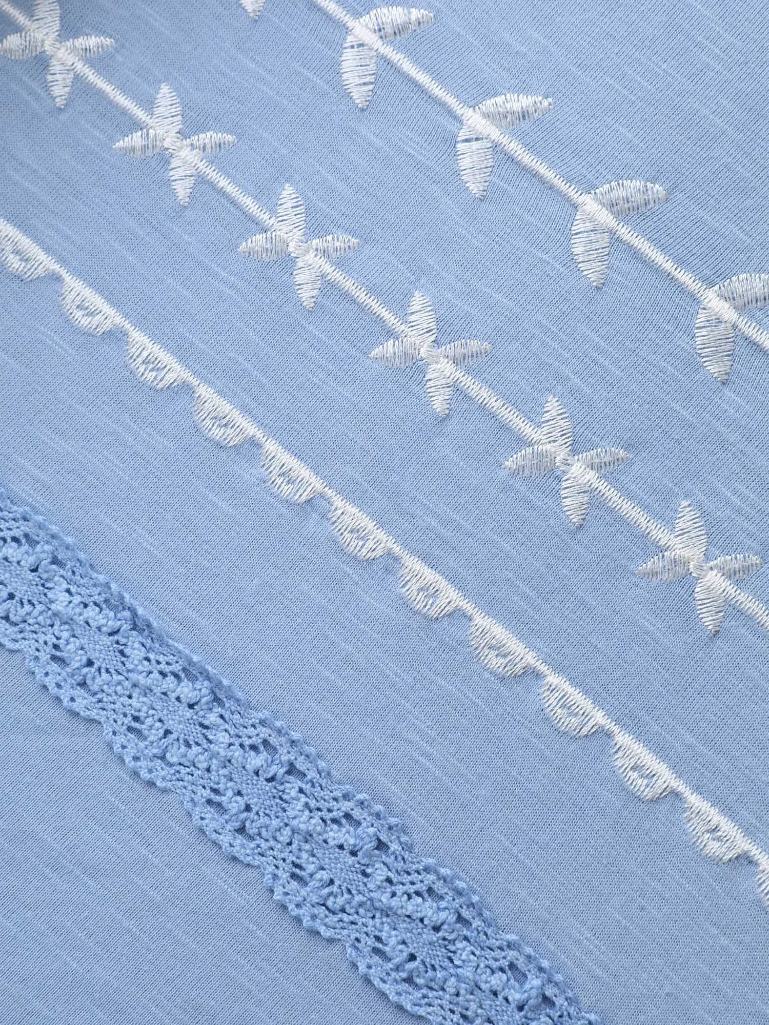 Embroidered Lace Spliced Solid T-Shirt sold by Bloomchic product image thumbnail 5