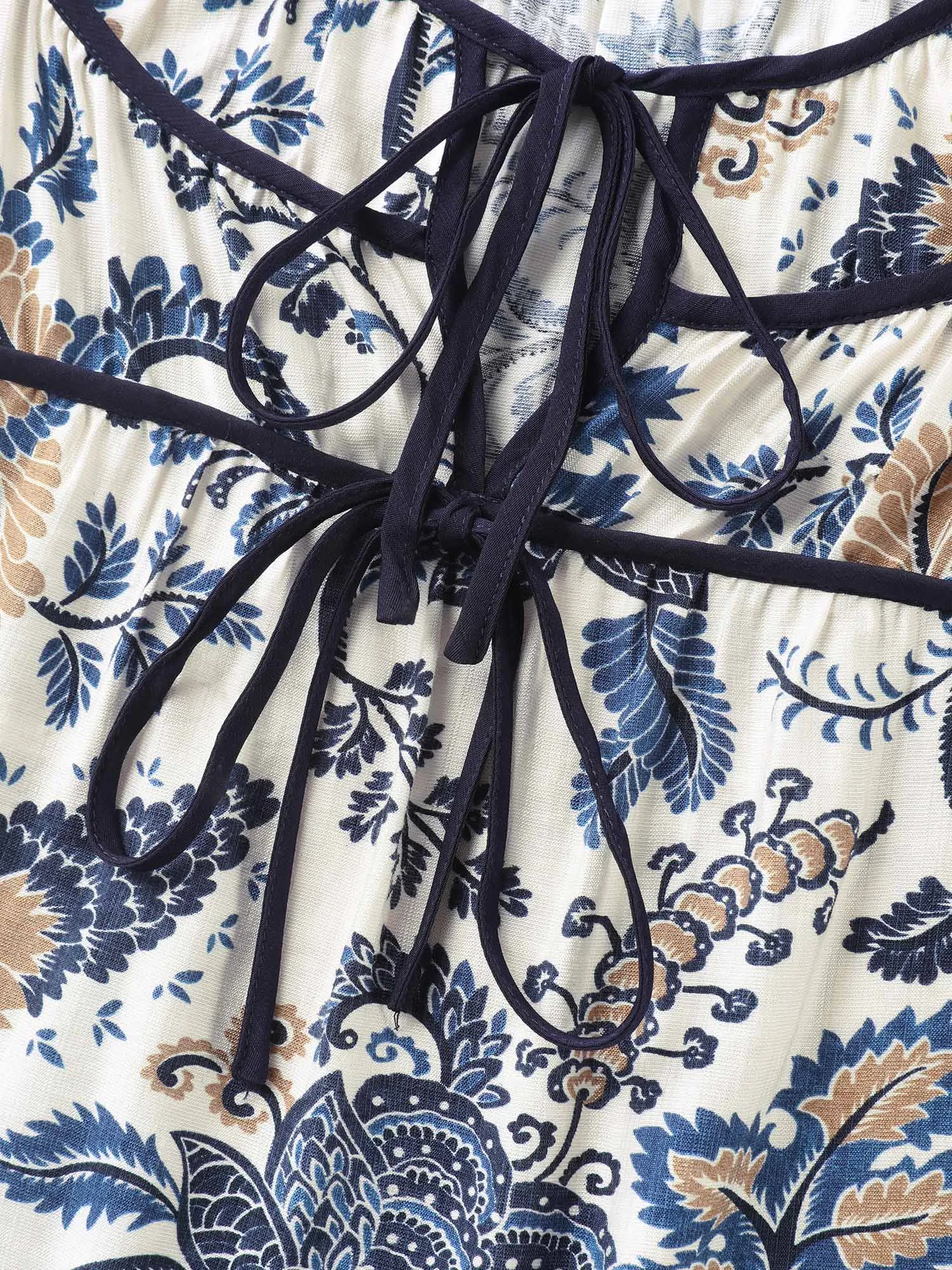 Floral Print Contrast Neck Tie Blouse sold by Bloomchic product image thumbnail 5