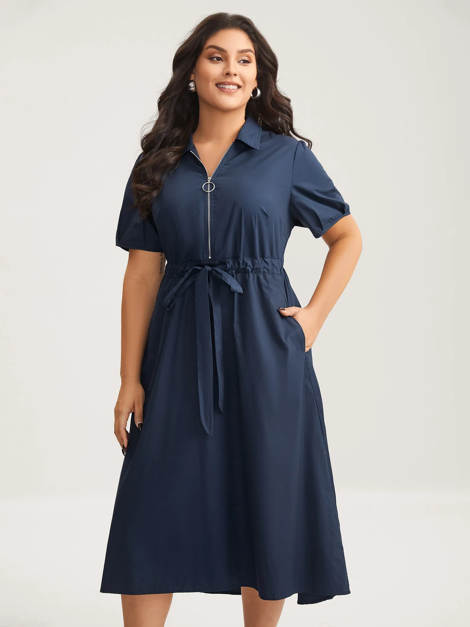 Pure Cotton Glide Lock Zipper Midi Dress sold by Bloomchic product image thumbnail 3