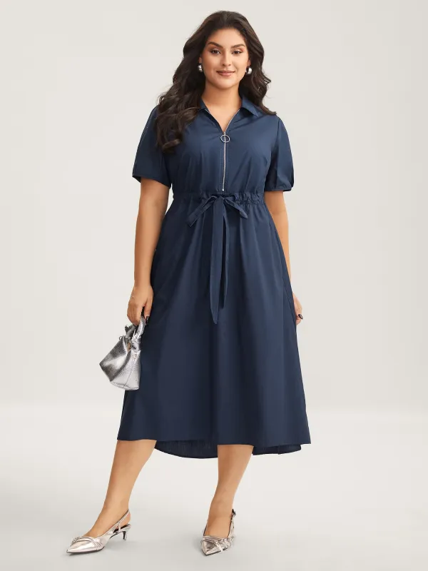 Pure Cotton Glide Lock Zipper Midi Dress sold by Bloomchic