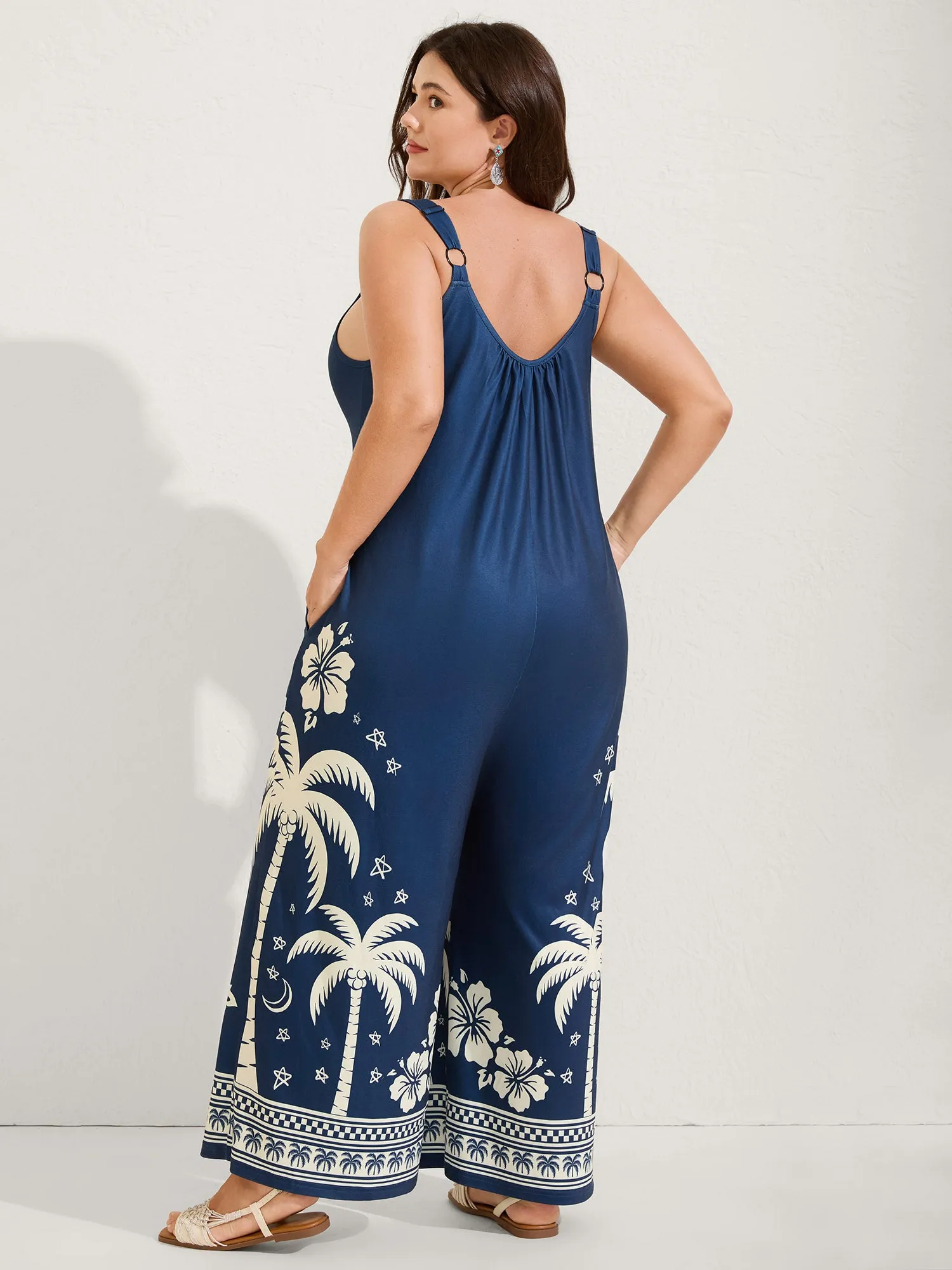 Supersoft Tropical Adjustable Solid Jumpsuit sold by Bloomchic product image thumbnail 4