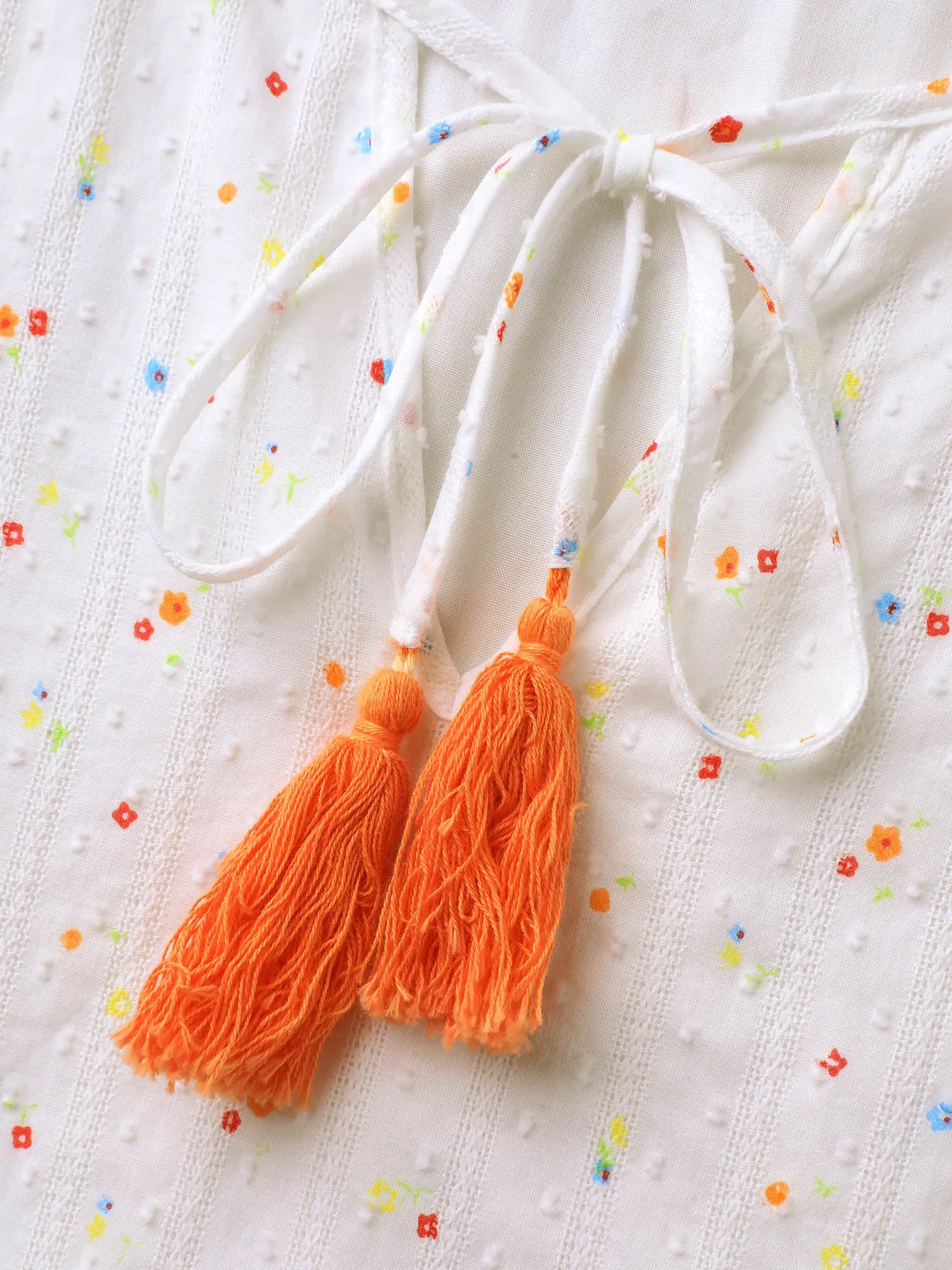 Cotton Colorful Embroidered Tassels Solid Blouse sold by Bloomchic product image thumbnail 5