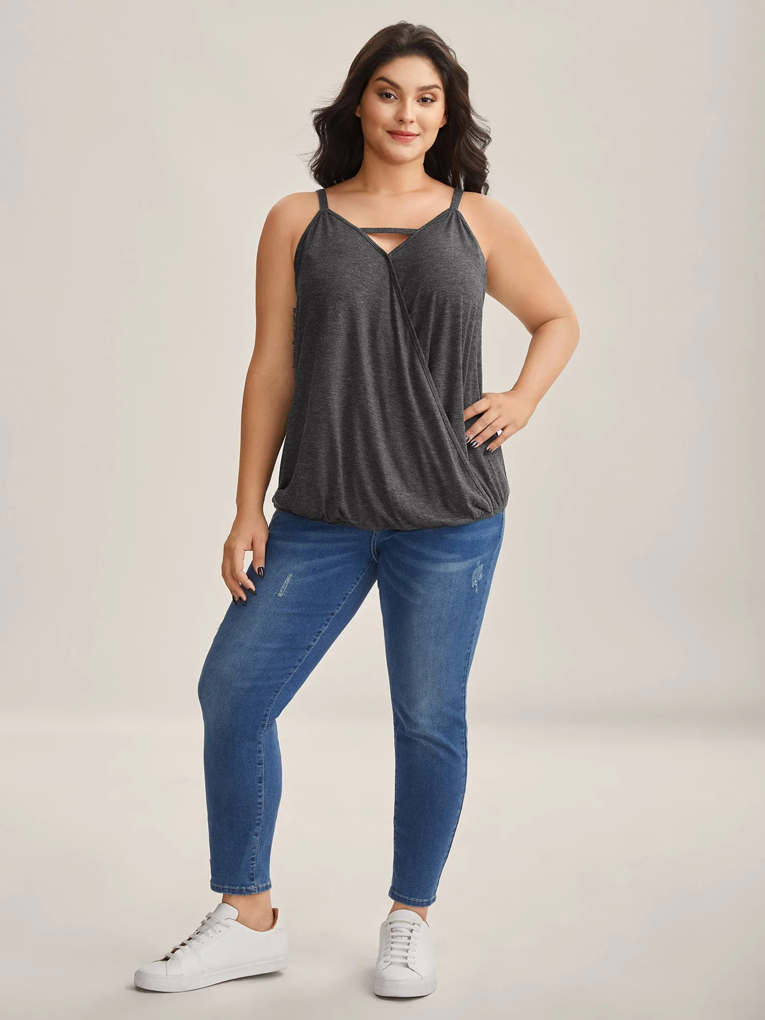 Supersoft Stretchy Neck Cut-Out Tank Top sold by Bloomchic product image thumbnail 4