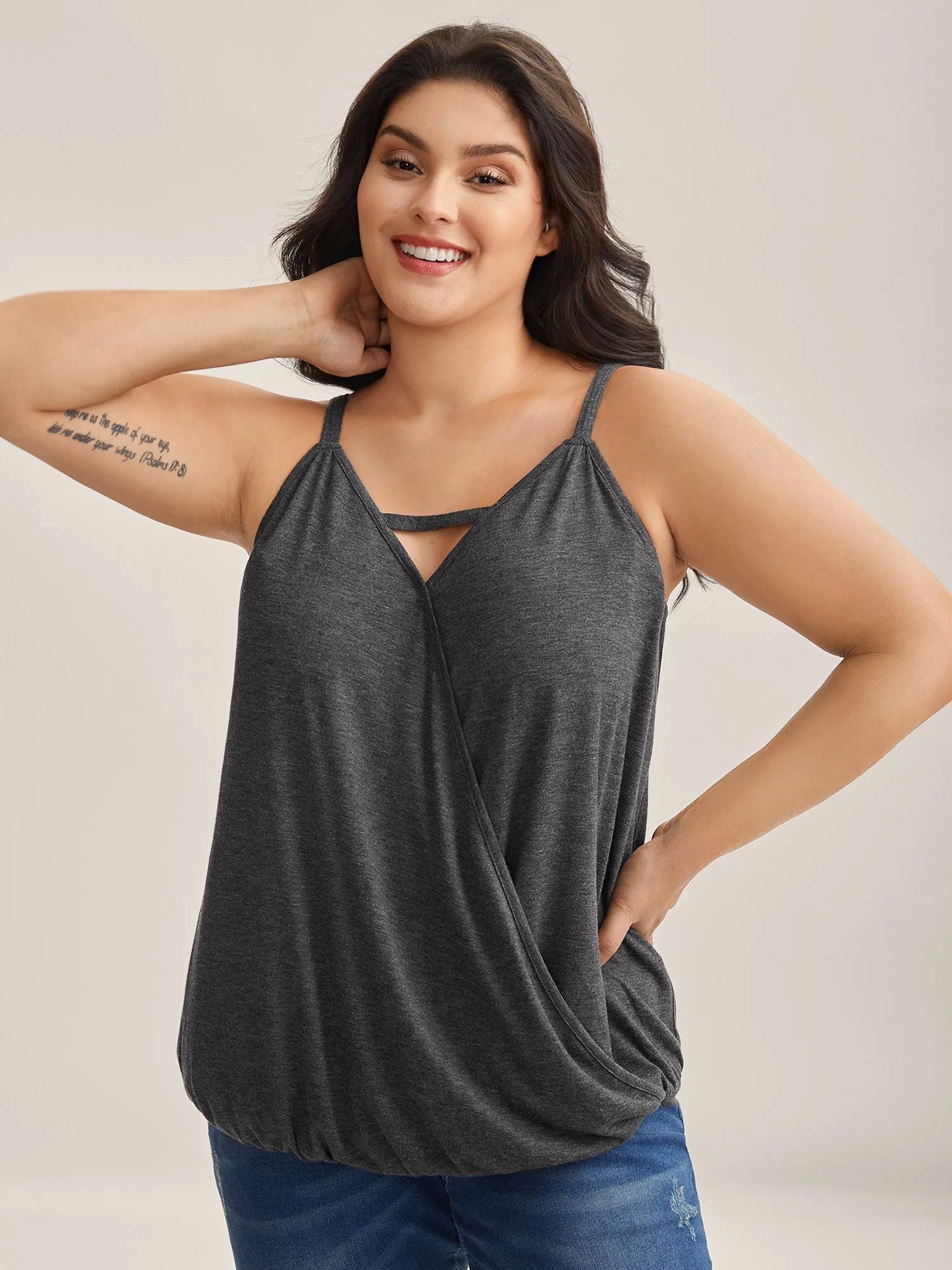 Supersoft Stretchy Neck Cut-Out Tank Top sold by Bloomchic