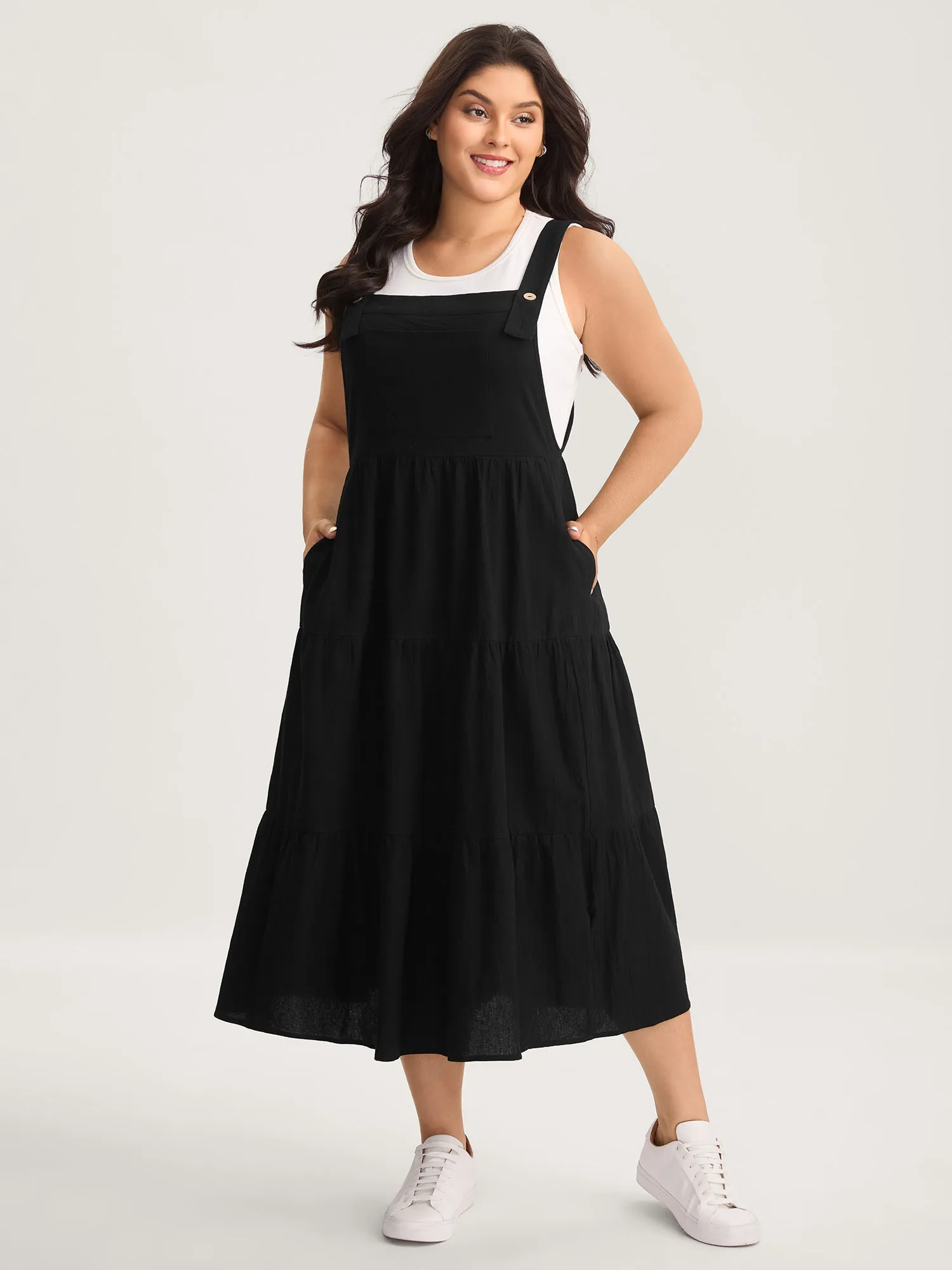 Pure Cotton Diagonal Pockets Midi Dress sold by Bloomchic product image thumbnail 3