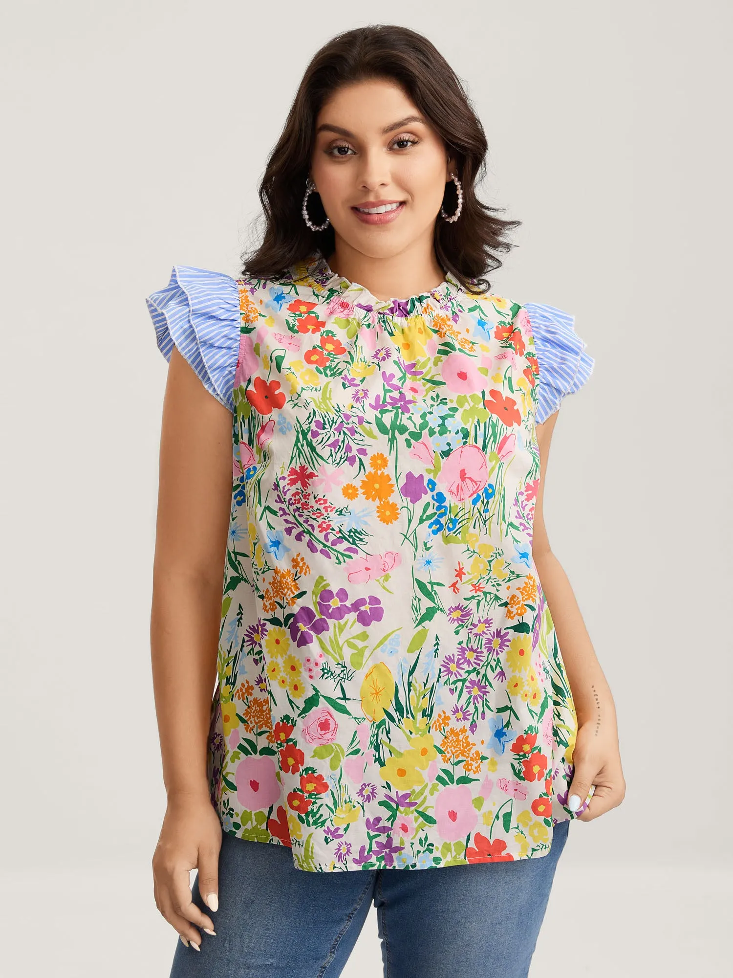 Pure Cotton Floral Turtleneck Blouse sold by Bloomchic