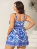 Large Floral Print V-Neck Swim Dress sold by Bloomchic