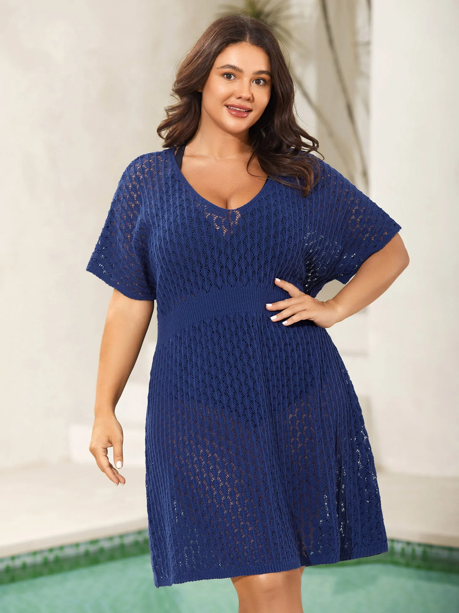 Crochet Waist-Defining Swim Cover-Up sold by Bloomchic